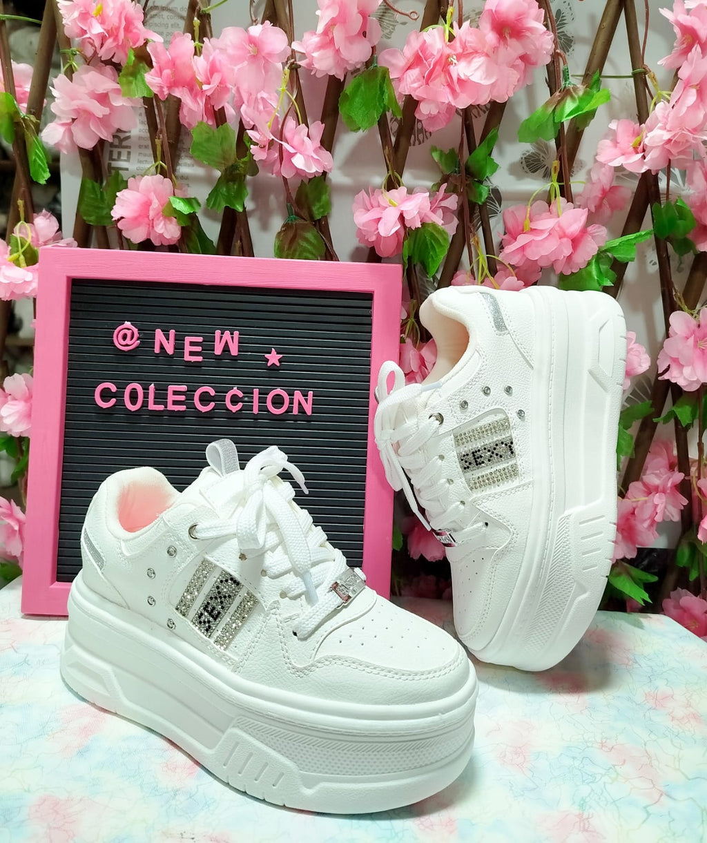 Tenis sexi blanco plateado Envio Gratis